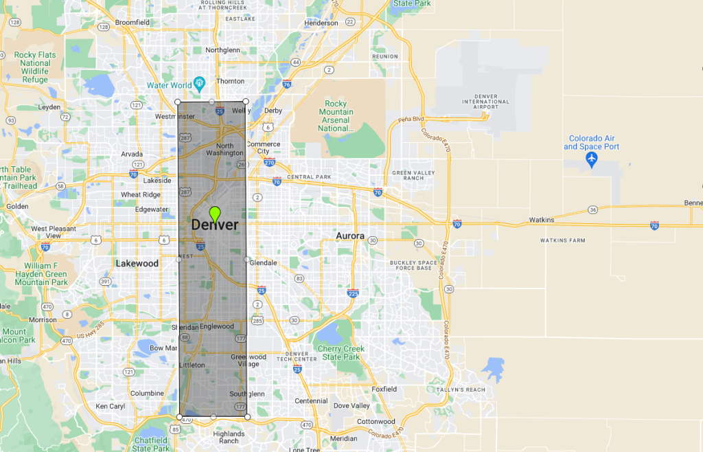Size of Gaza Compared to Denver